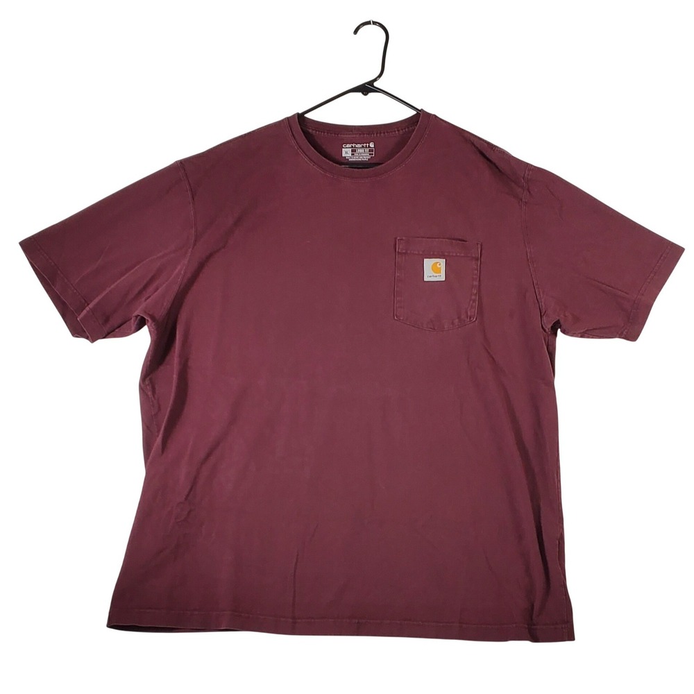 Carhartt Mens Burgundy Loose Fit Pocket‎ T Shirt Size XL